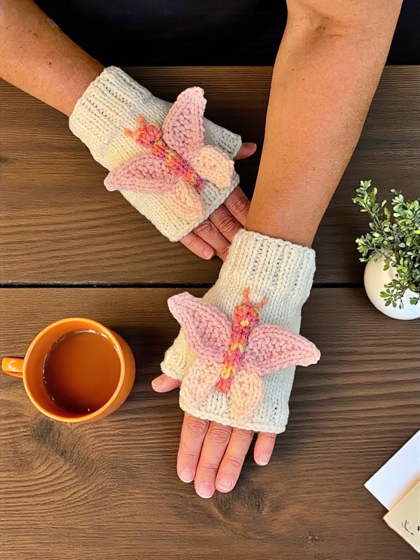Butterfly Fingerless Gloves Knitting Pattern (PDF Download)