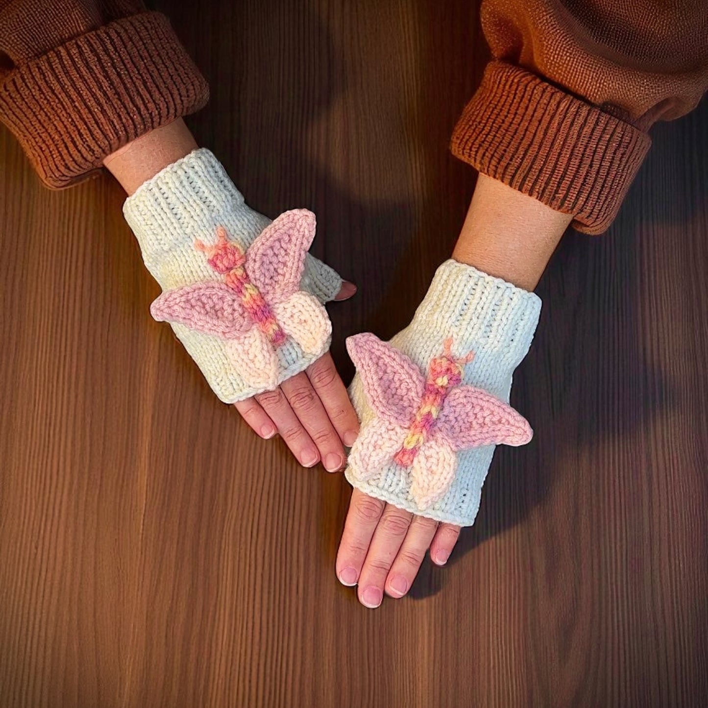 Butterfly Fingerless Gloves Knitting Pattern (PDF Download)