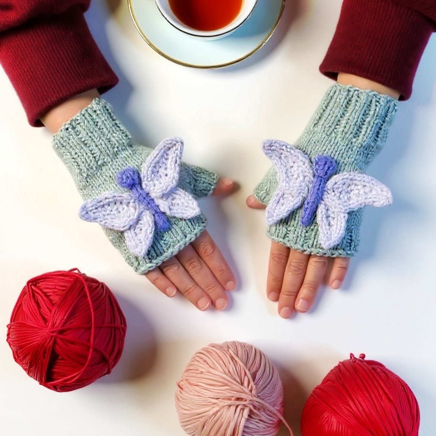 Butterfly Fingerless Gloves Knitting Pattern (PDF Download)