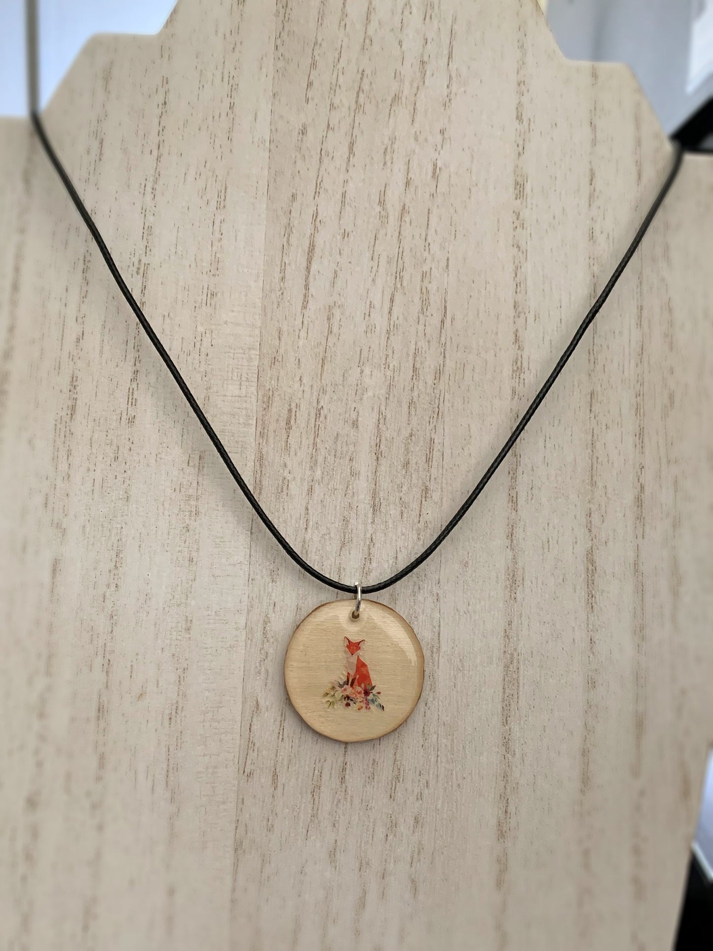 Handmade Fox Pendant Necklace – Resin and Wood Jewelry