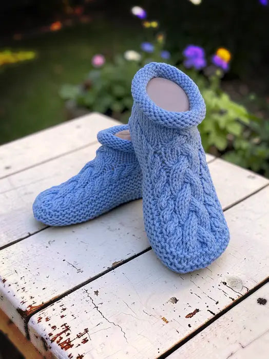 Cozy Cable Slippers Knitting Pattern | Adult House Shoes & Booties PDF Pattern