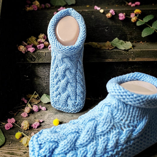 Cozy Cable Slippers Knitting Pattern | Adult House Shoes & Booties PDF Pattern