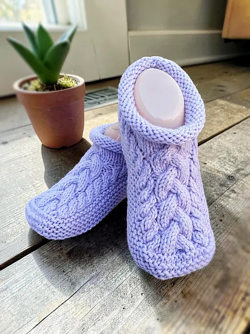 Cozy Cable Slippers Knitting Pattern | Adult House Shoes & Booties PDF Pattern
