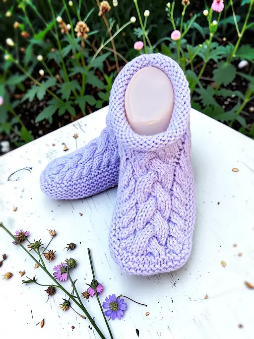 Cozy Cable Slippers Knitting Pattern | Adult House Shoes & Booties PDF Pattern