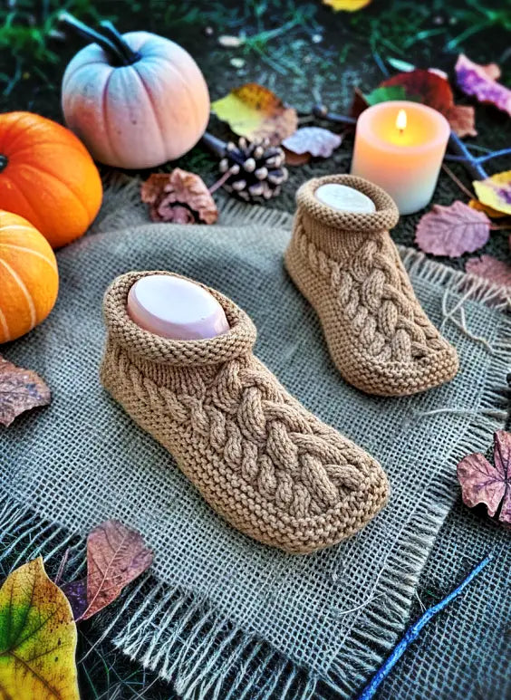 Cozy Cable Slippers Knitting Pattern | Adult House Shoes & Booties PDF Pattern