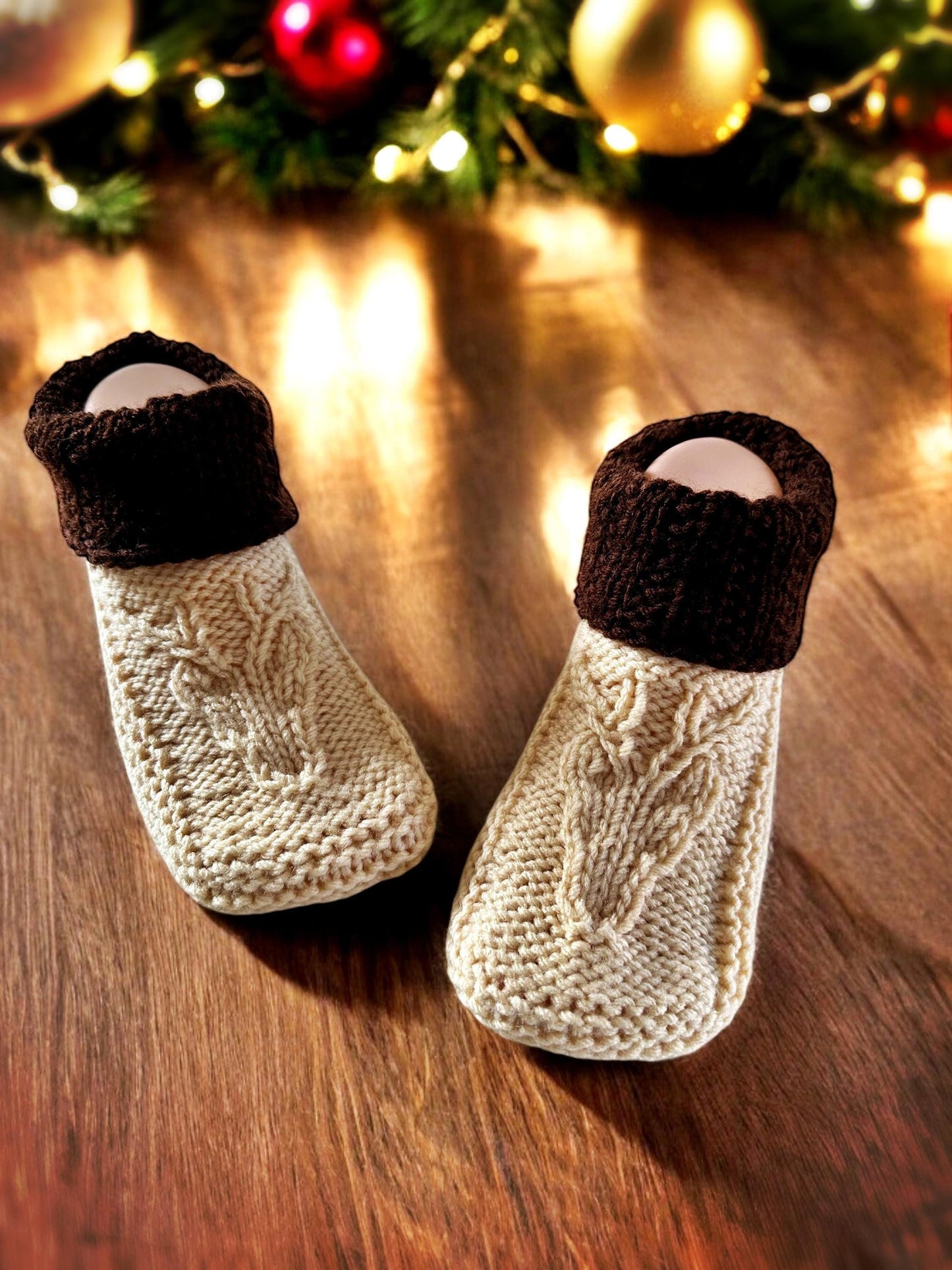 Knitting Pattern - Deer Moccasins - Deer Slippers with a Cuff - Stag Knitted Slipper Pattern - Knitting Tutorial - English Only