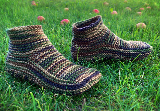 Knitting Pattern - Moccasin Slippers with a Cuff - Now with How-to VIDEO! - Knitting Tutorial for Tablet, Phone or Computer - English Only