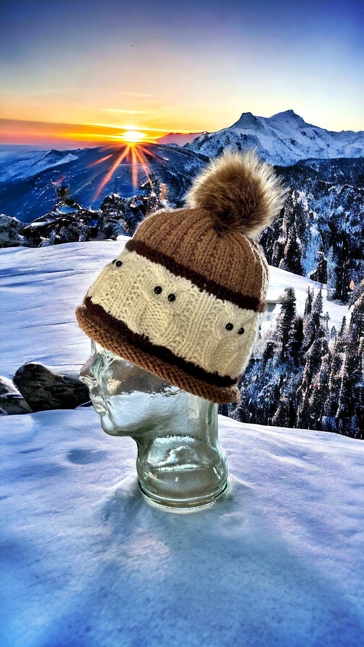 Owl Motif Bobble Beanie Knitting Pattern | Toque | Warm Winter Hat | Adult Sizes PDF