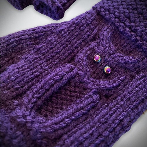 Knitting Pattern - Owl Fingerless Gloves - Knit Flat on 2 Needles - Easy Fingerless Gloves on Straight Needles with Video Links - English Only