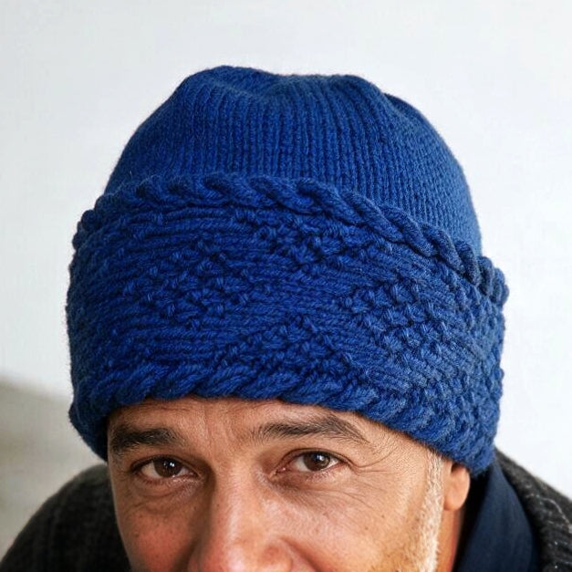Diamond Brim Bobble Beanie Knitting Pattern | Double-Thick Brim, Kids & Adult Sizes