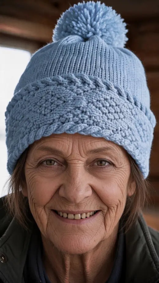 Diamond Brim Bobble Beanie Knitting Pattern | Double-Thick Brim, Kids & Adult Sizes