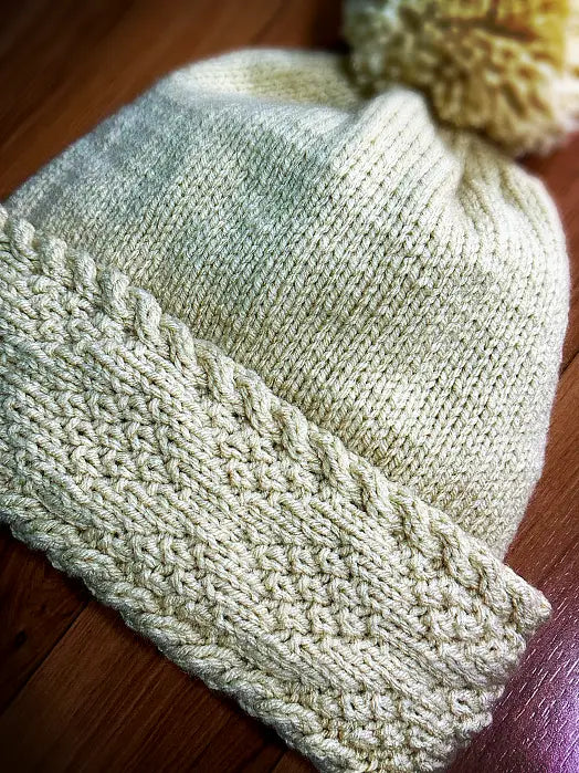 Diamond Brim Bobble Beanie Knitting Pattern | Double-Thick Brim, Kids & Adult Sizes
