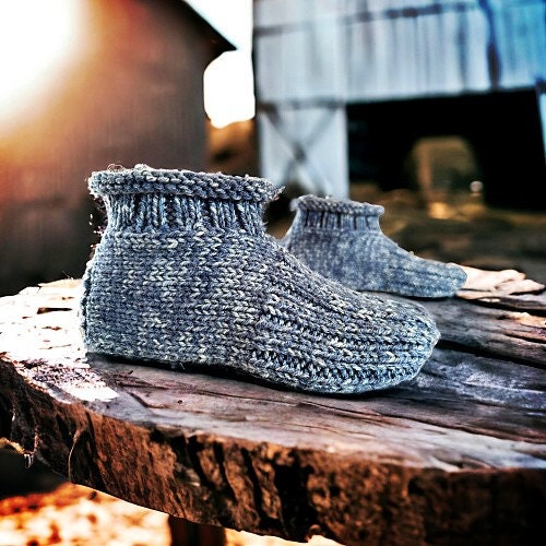 Knitting Pattern - Knitted Cozy Cuff Slippers - Includes Video LINKS! - Printable Knitting Tutorial PDF - English Only