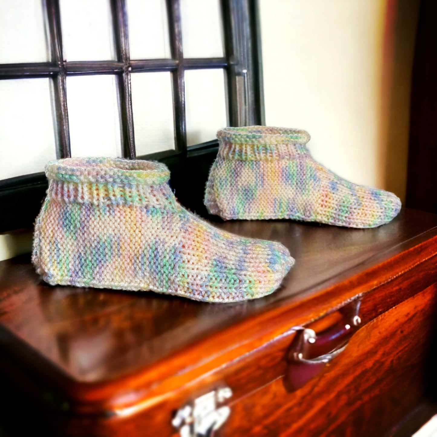Knitting Pattern - Adult Cuffed Booties House Shoes - Easy Knit Slippers Using Basic Knitting Stitches With How-to Video - English Only