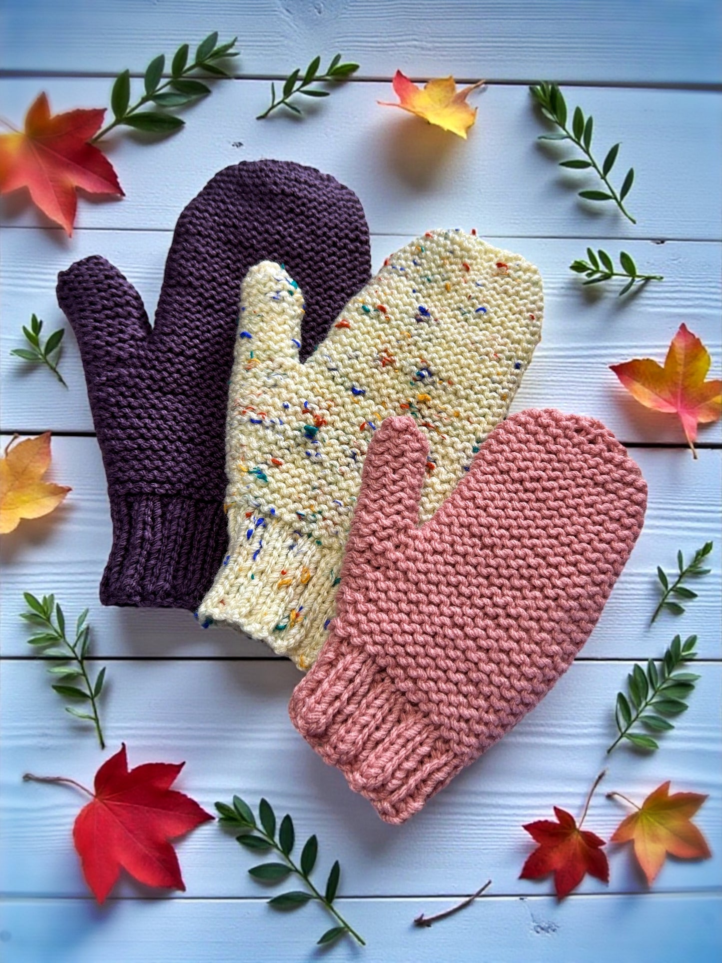 Easy Knit Mittens Pattern – Sizes for Children, Teens, and Adults – Flat-Knit PDF Download