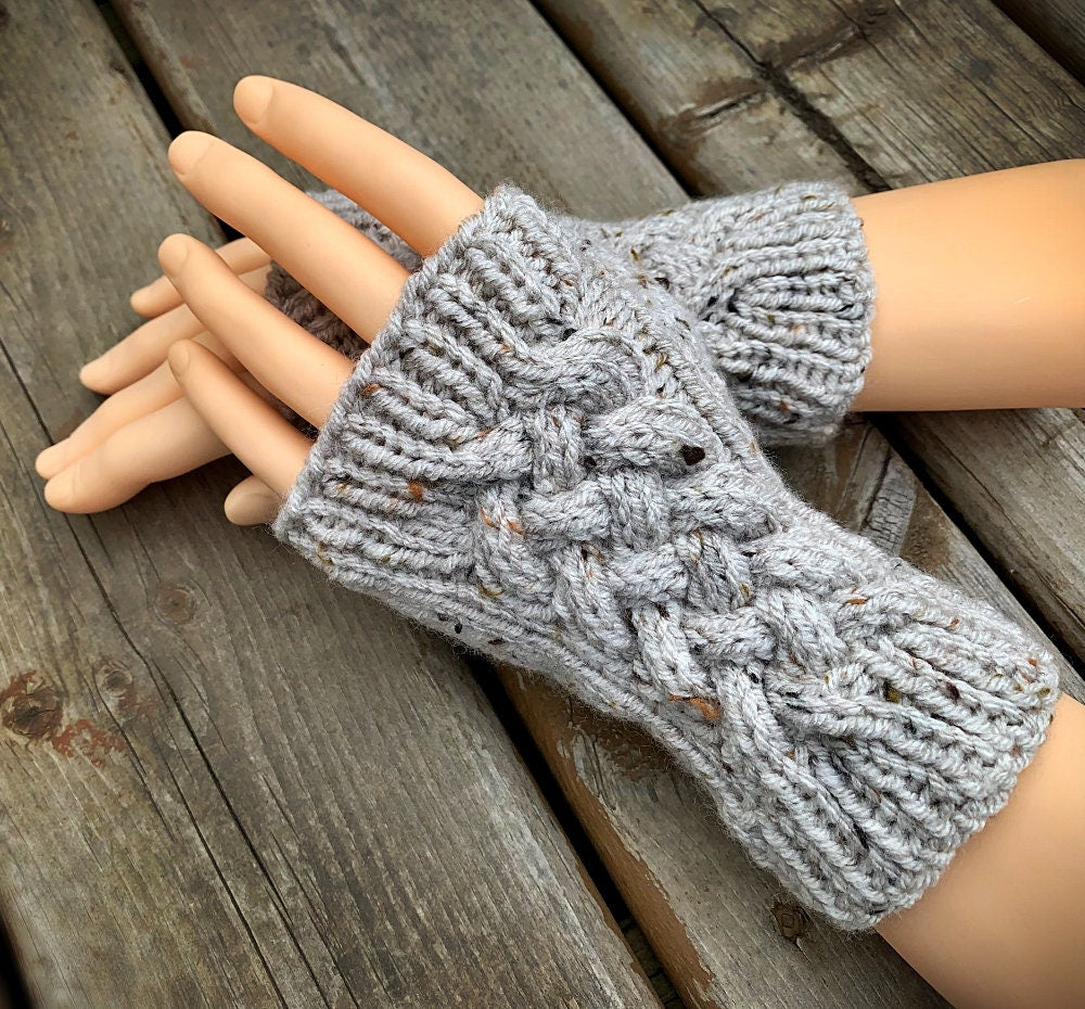 Knitting Pattern - Cable Fingerless Gloves or Mitts - Instant PDF Download - English Only