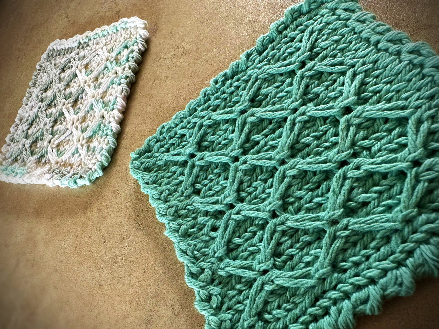 Knitting Pattern - Knit a  Dishcloth and Coasters with Diamond Pattern - Stash Buster - Stylish Knitted Washcloth Pattern - English Only