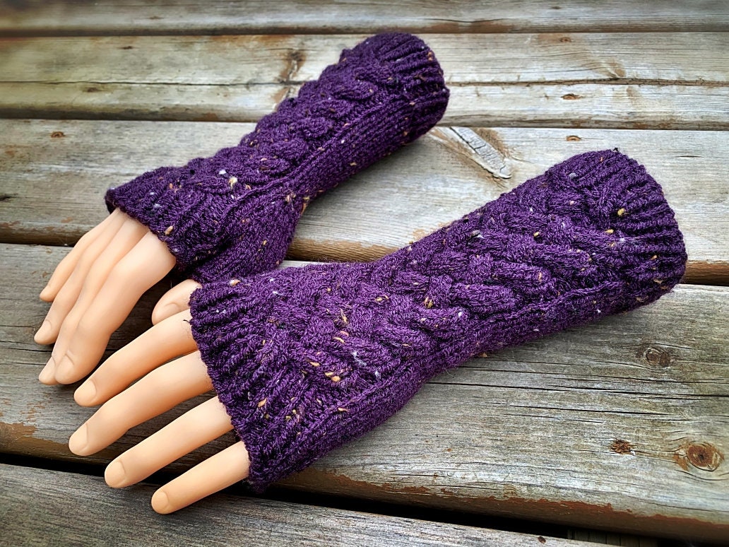 Knitting Pattern - Cable Fingerless Gloves or Mitts - Instant PDF Download - English Only