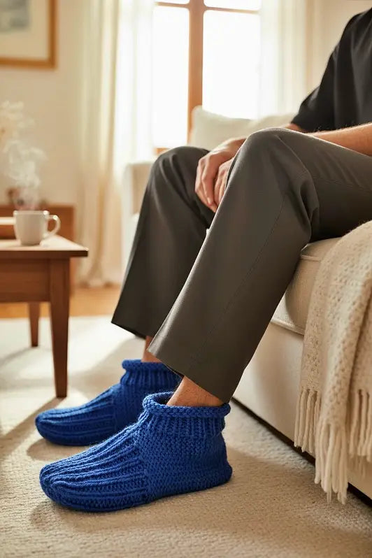 Knitting Pattern - Adult Cuffed Booties House Shoes - Easy Knit Slippers Using Basic Knitting Stitches With How-to Video - English Only