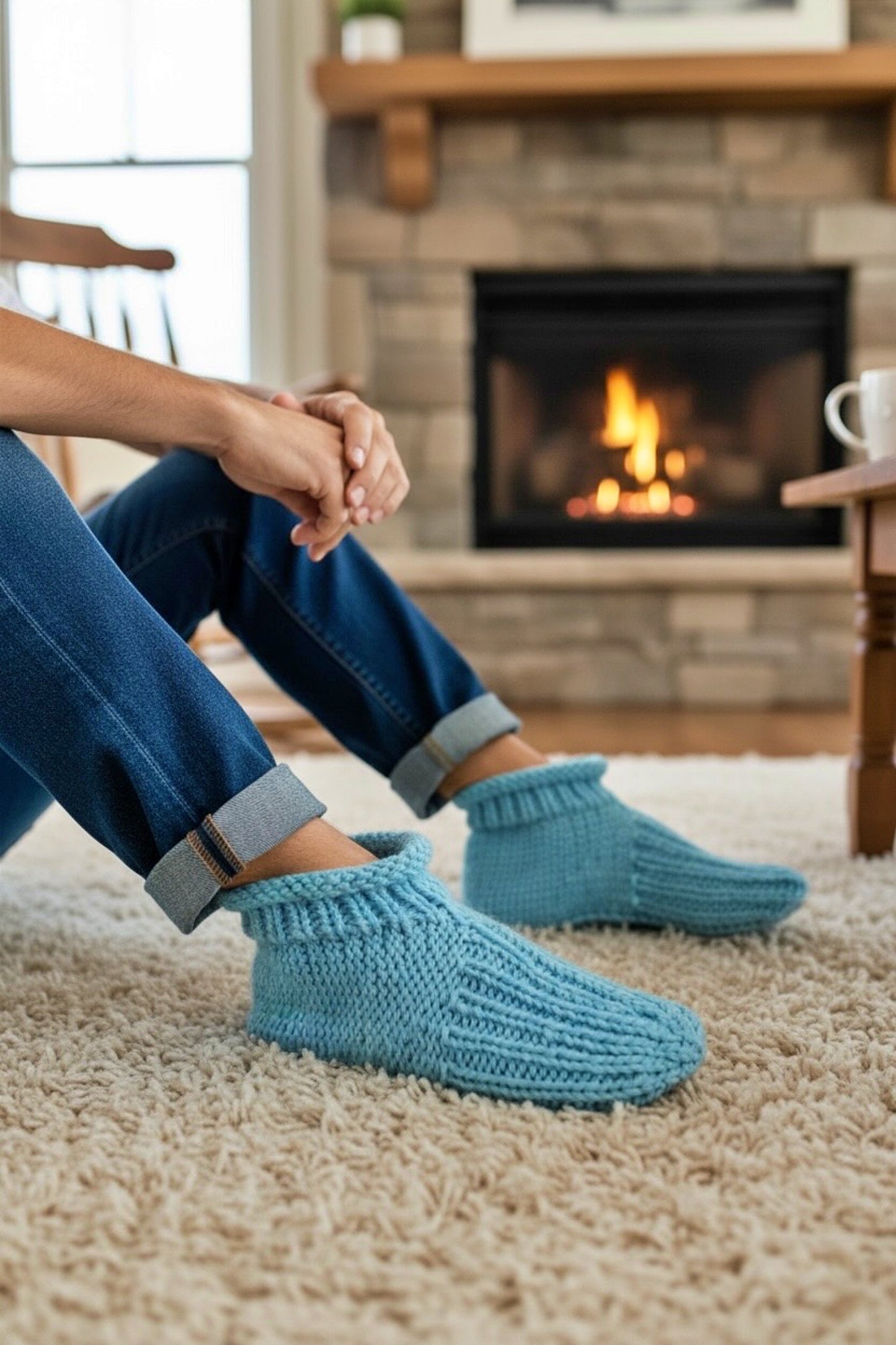 Knitting Pattern - Adult Cuffed Booties House Shoes - Easy Knit Slippers Using Basic Knitting Stitches With How-to Video - English Only