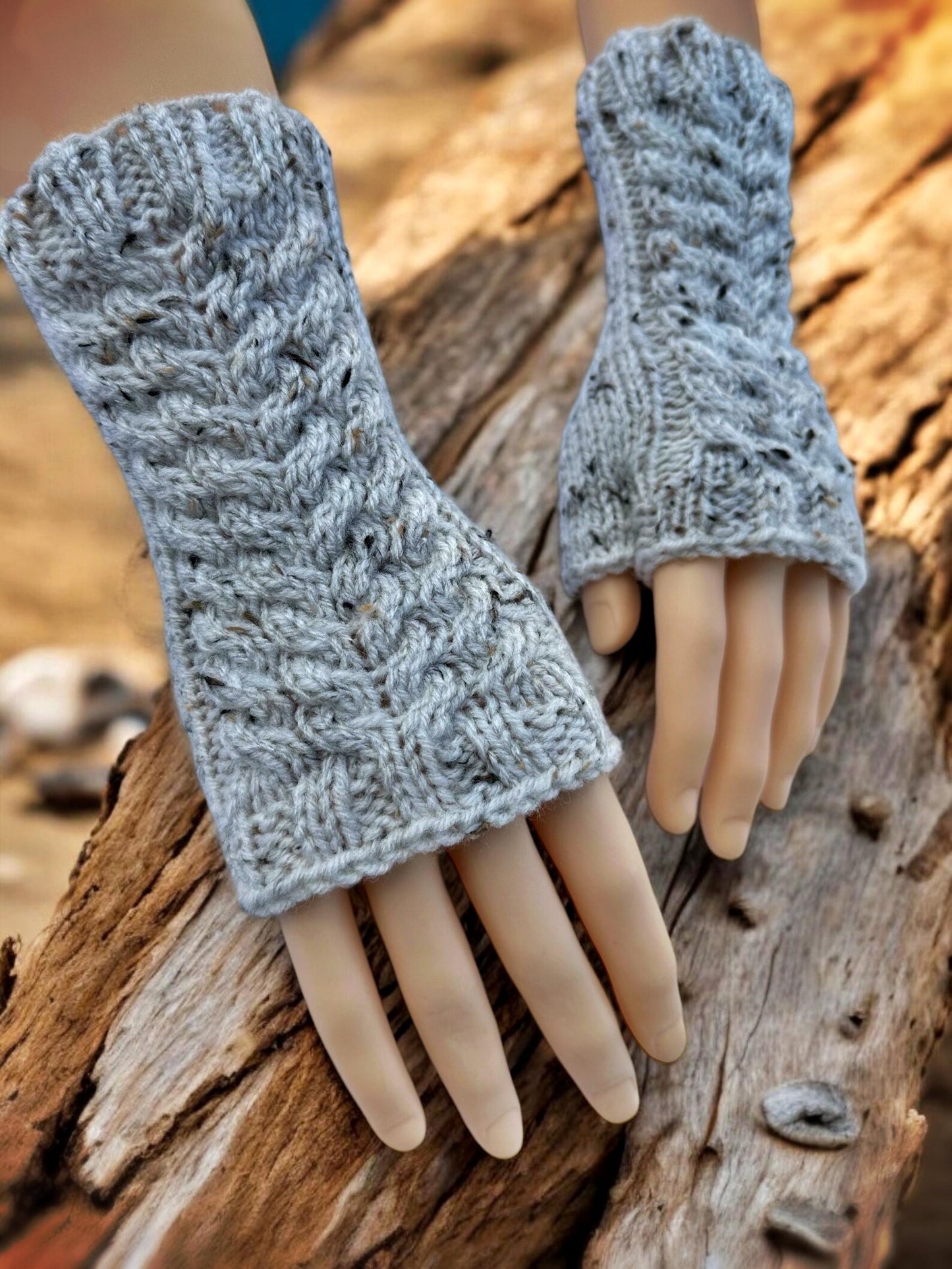 Cable Knit Fingerless Gloves Knitting Pattern - PDF Download