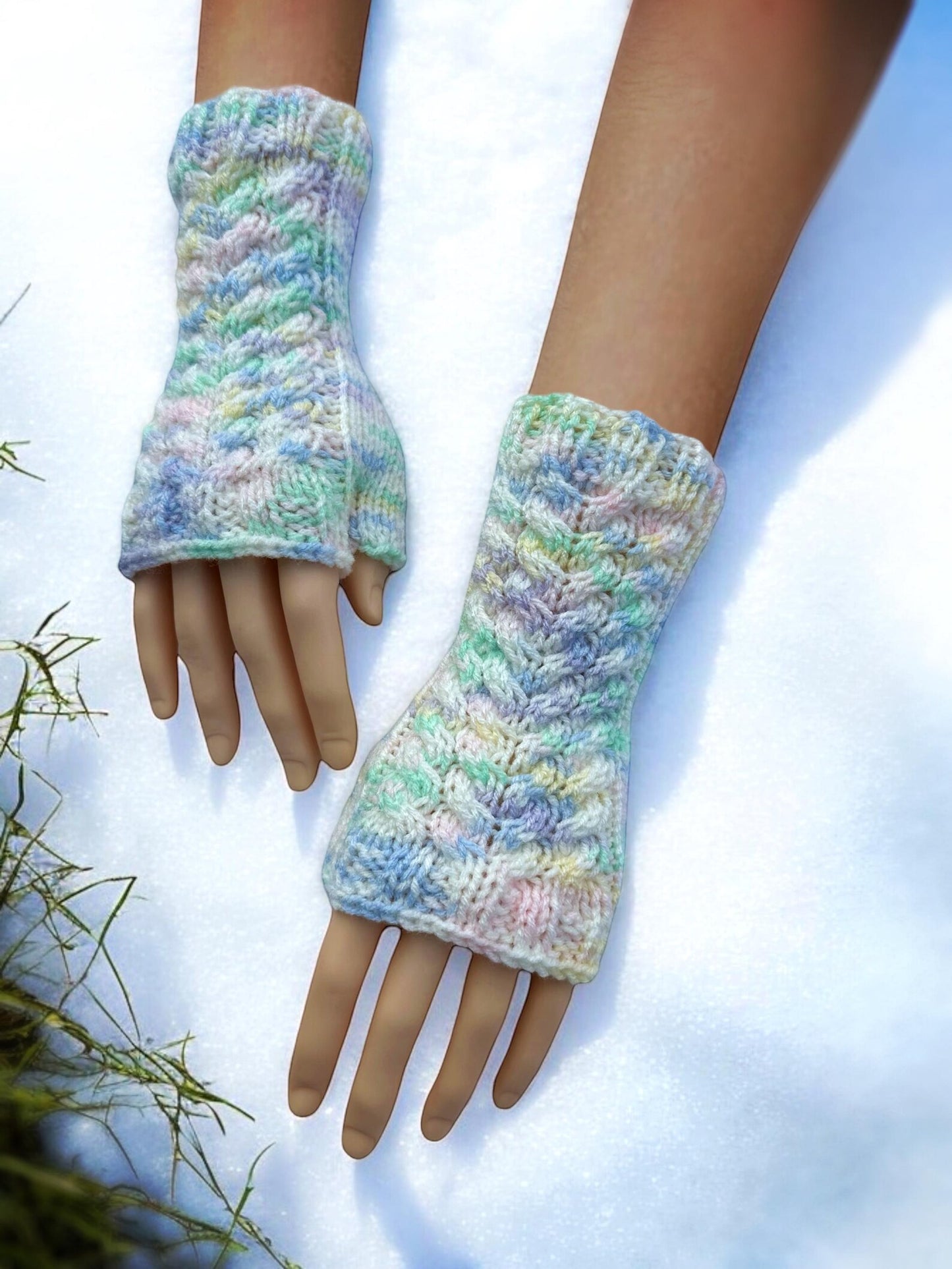 Cable Knit Fingerless Gloves Knitting Pattern - PDF Download