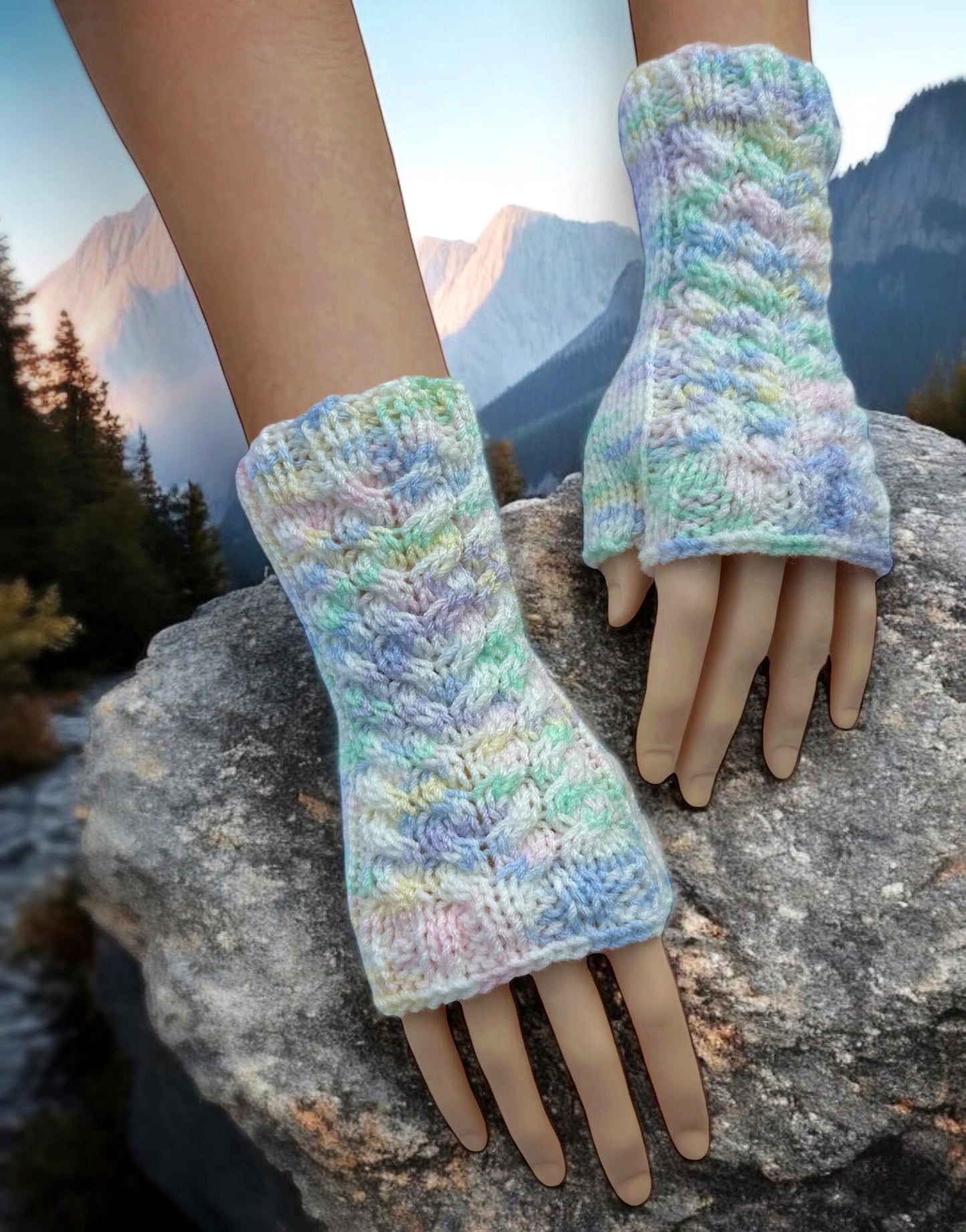 Cable Knit Fingerless Gloves Knitting Pattern - PDF Download