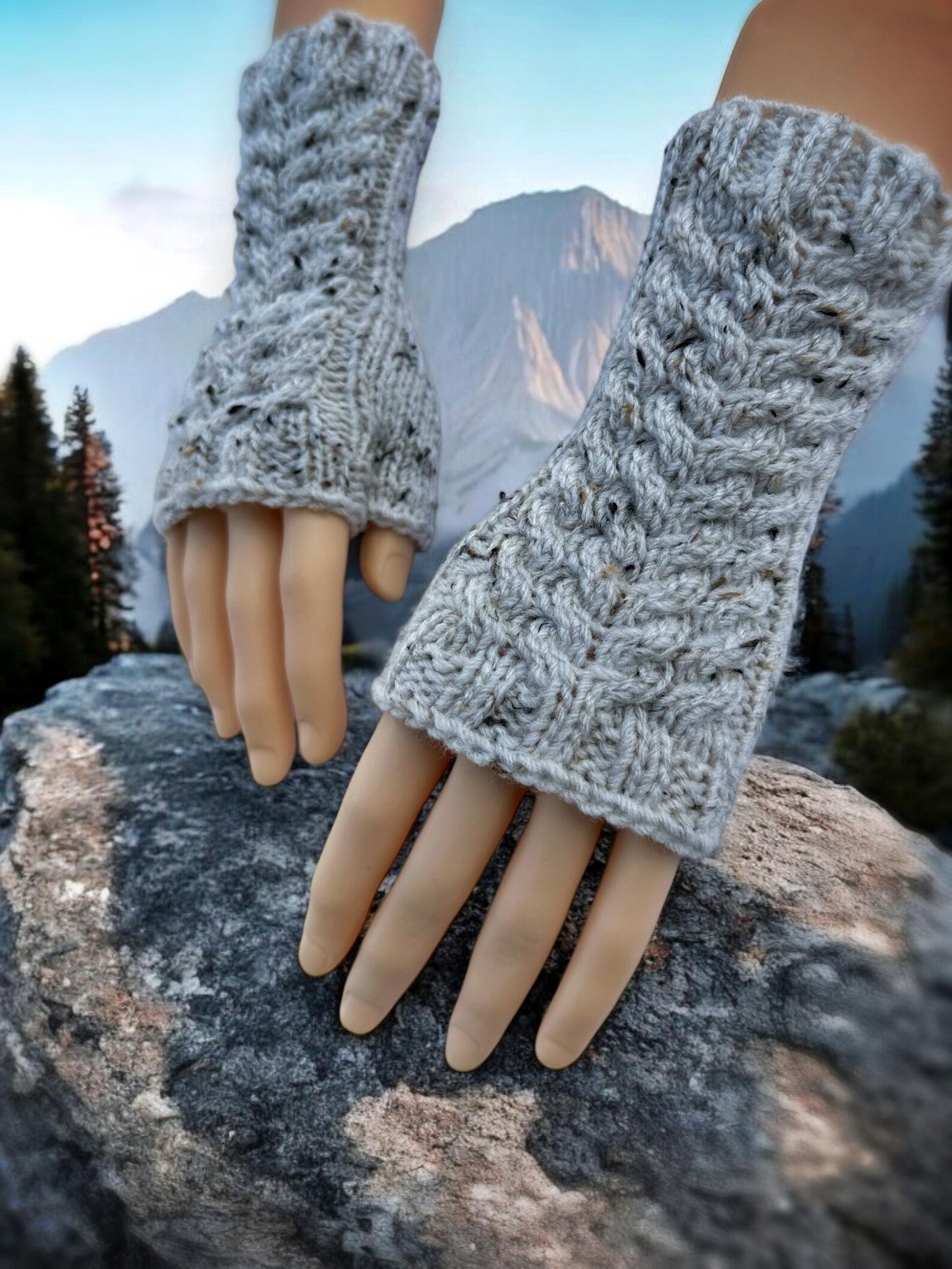 Cable Knit Fingerless Gloves Knitting Pattern - PDF Download
