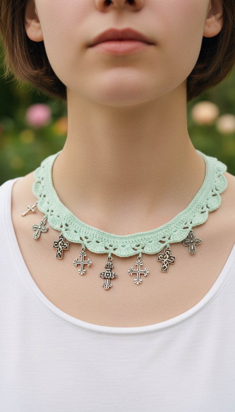 Victorian Steampunk Crochet Necklace and Bracelet Pattern PDF | Crochet Jewelry Set