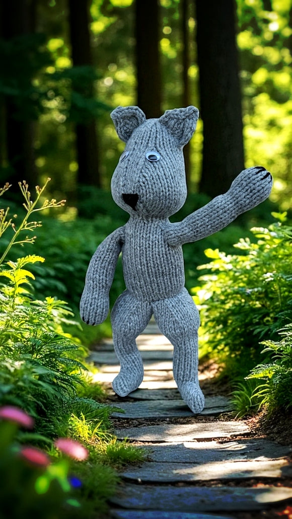 Stuffed Wolf Knitting Pattern – Knit Flat Toy PDF