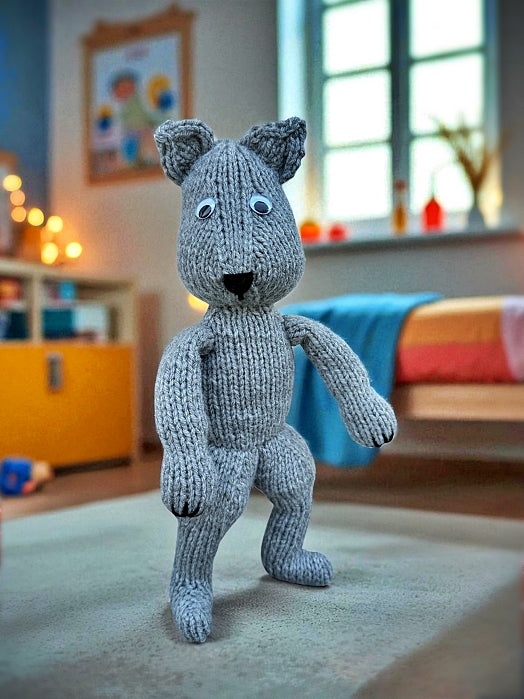 Stuffed Wolf Knitting Pattern – Knit Flat Toy PDF