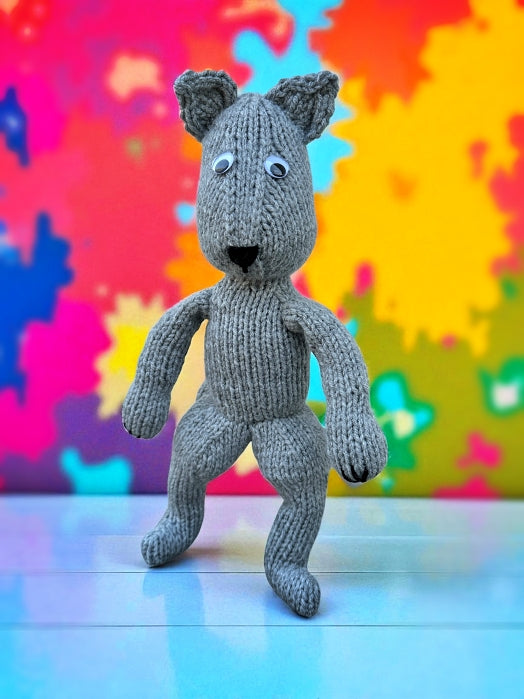 Stuffed Wolf Knitting Pattern – Knit Flat Toy PDF