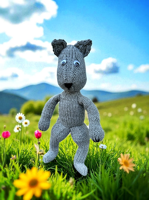 Stuffed Wolf Knitting Pattern – Knit Flat Toy PDF