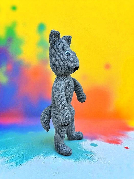 Stuffed Wolf Knitting Pattern – Knit Flat Toy PDF