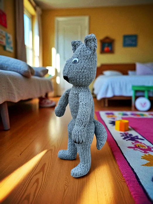Stuffed Wolf Knitting Pattern – Knit Flat Toy PDF