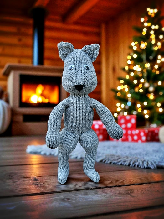Stuffed Wolf Knitting Pattern – Knit Flat Toy PDF