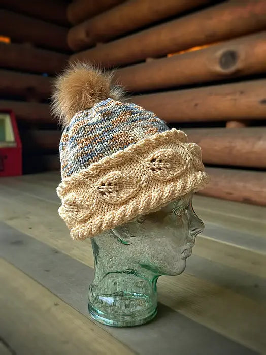 Autumn Leaf Beanie Knitting Pattern PDF | Cable Knit Winter Hat with Video Help