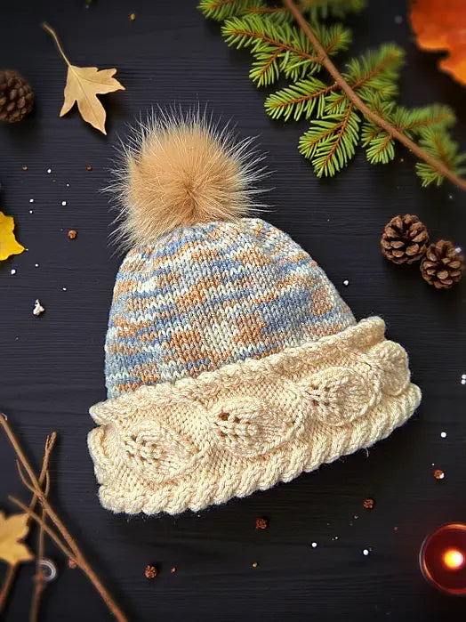 Autumn Leaf Beanie Knitting Pattern PDF | Cable Knit Winter Hat with Video Help