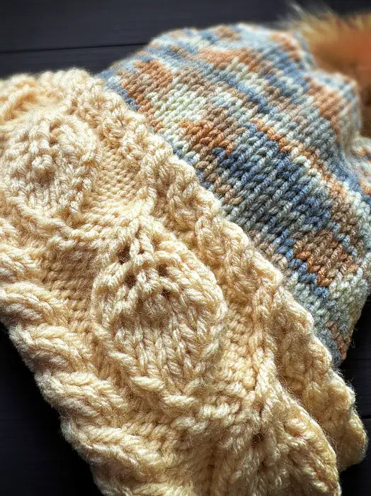 Autumn Leaf Beanie Knitting Pattern PDF | Cable Knit Winter Hat with Video Help