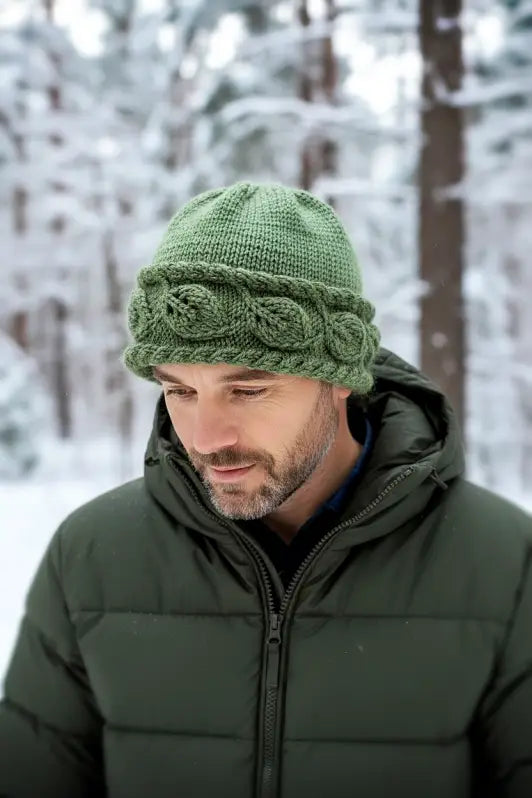 Autumn Leaf Beanie Knitting Pattern PDF | Cable Knit Winter Hat with Video Help