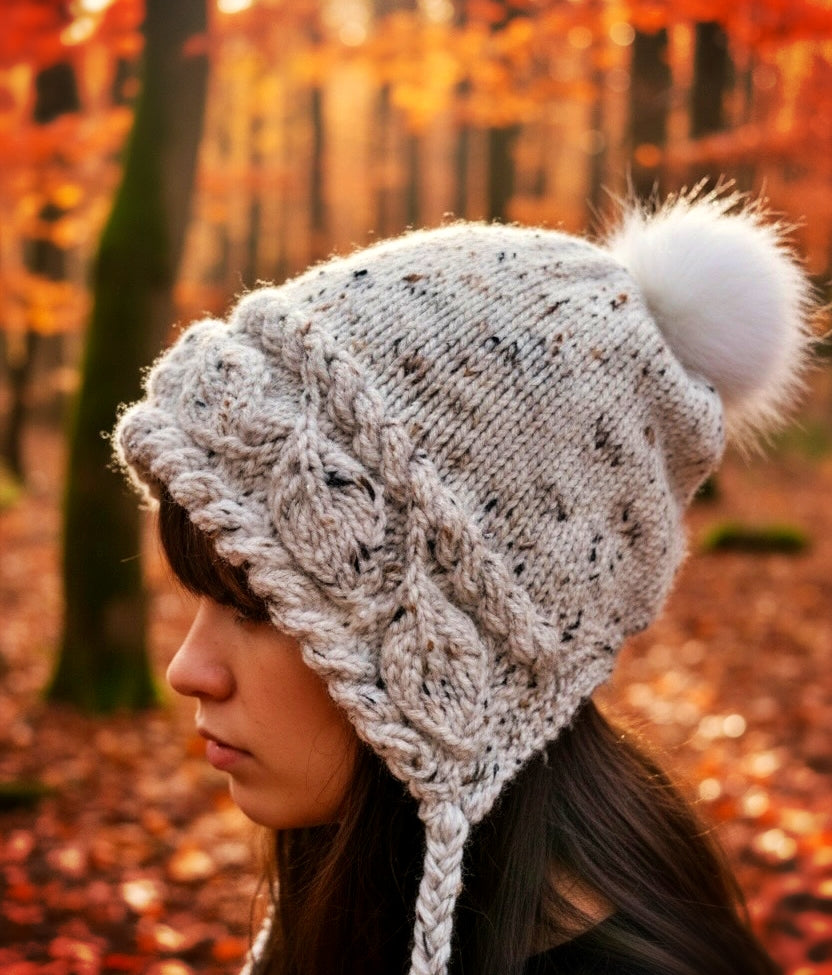 Slouchy Autumn Leaves Winter Hat Knitting Pattern - PDF Download