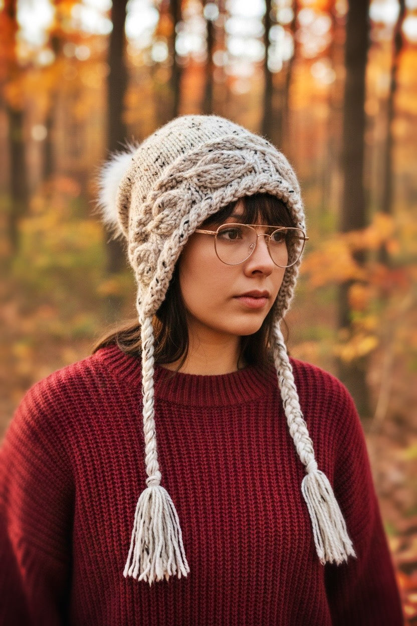 Slouchy Autumn Leaves Winter Hat Knitting Pattern - PDF Download