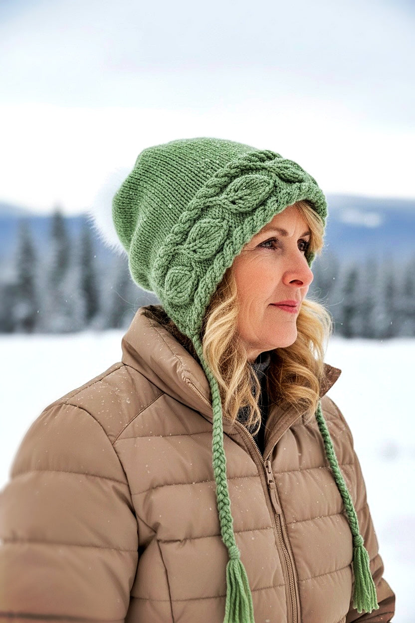 Slouchy Autumn Leaves Winter Hat Knitting Pattern - PDF Download