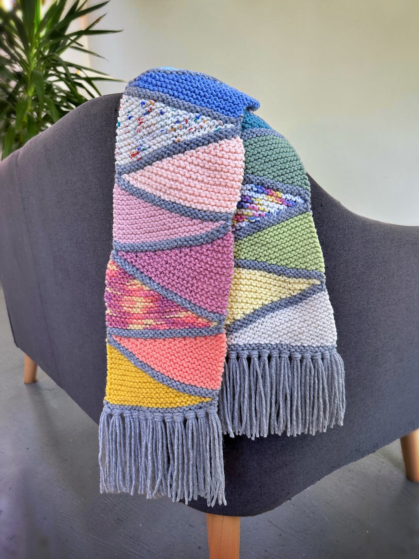 Easy Scrap Yarn Beanie & Scarf Knitting Pattern PDF | Knit Flat Adult Hat & Scarf