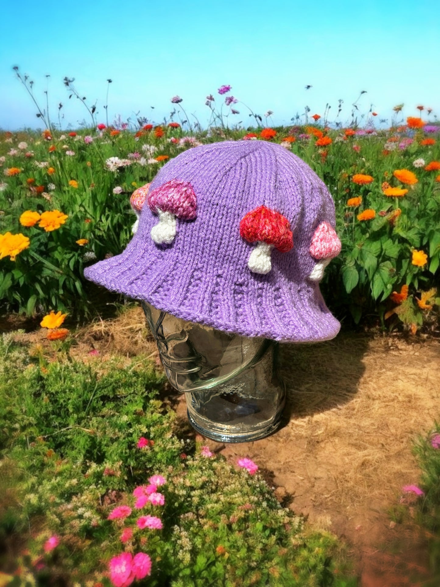 Knit Flat Mushroom Bucket Hat Knitting Pattern PDF Download