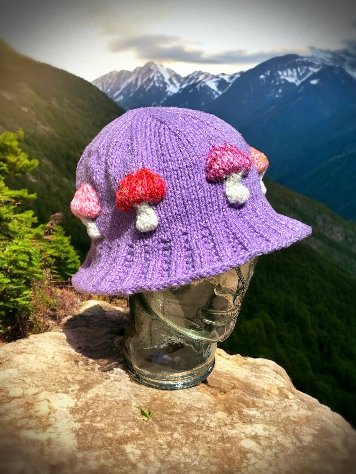 Knit Flat Mushroom Bucket Hat Knitting Pattern PDF Download