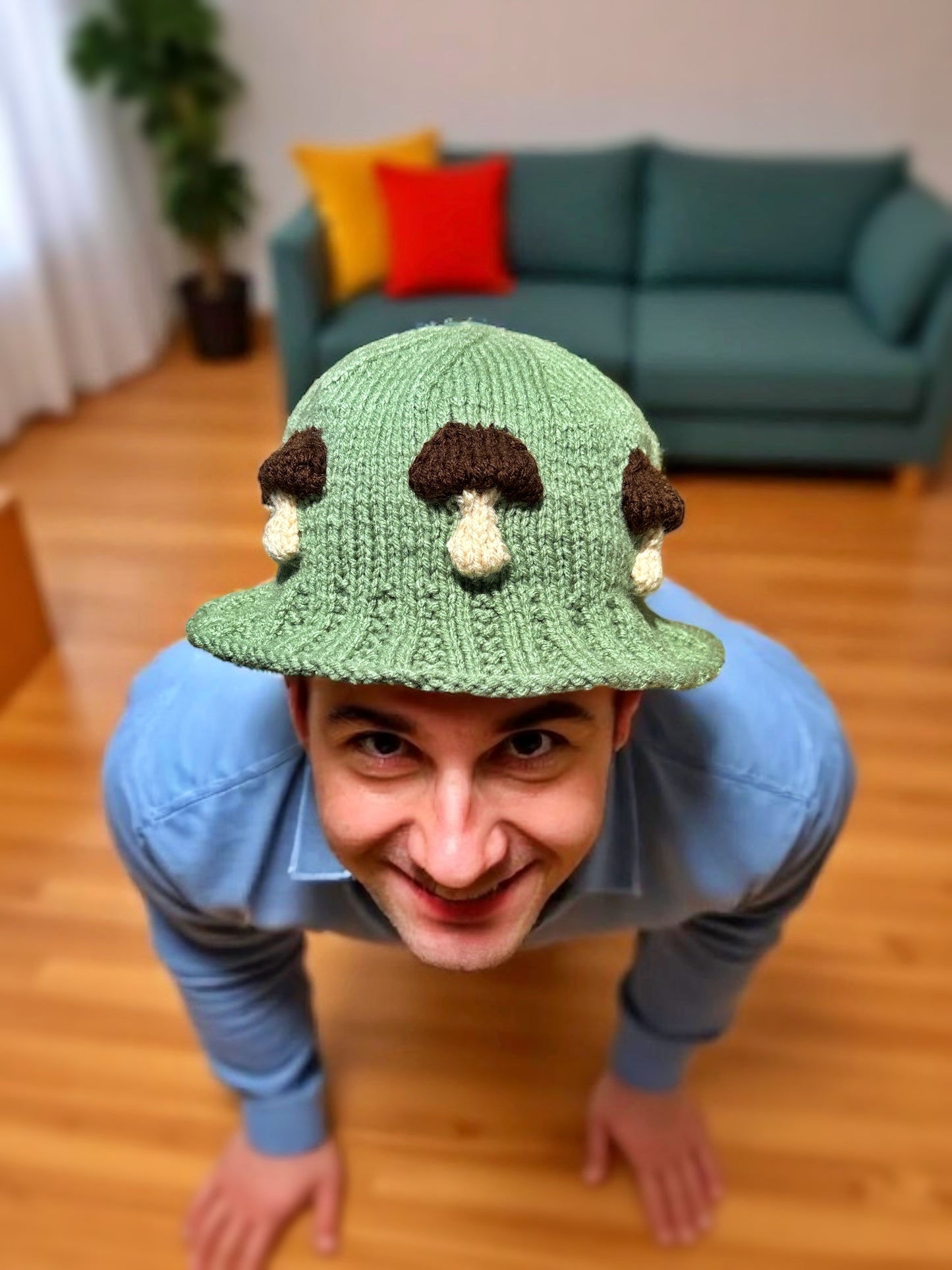 Knit Flat Mushroom Bucket Hat Knitting Pattern PDF Download