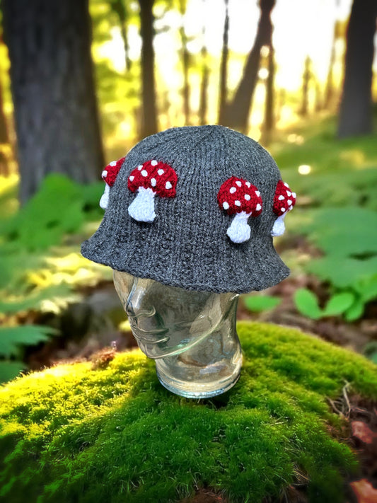 Knit Flat Mushroom Bucket Hat Knitting Pattern PDF Download