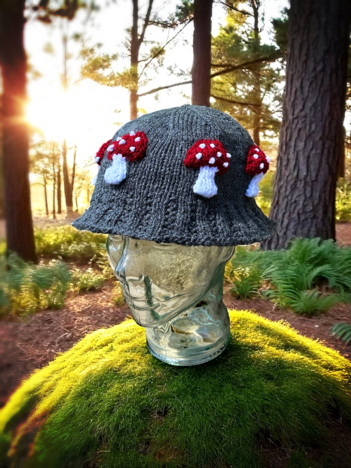 Knit Flat Mushroom Bucket Hat Knitting Pattern PDF Download