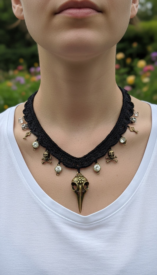 Victorian Steampunk Crochet Necklace and Bracelet Pattern PDF | Crochet Jewelry Set